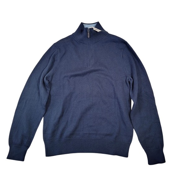 J. Crew Other - NWT J.Crew Men's 1/4 Zip Sweater Sz S Small Navy‎ Knit Mock Neck 100% Cotton